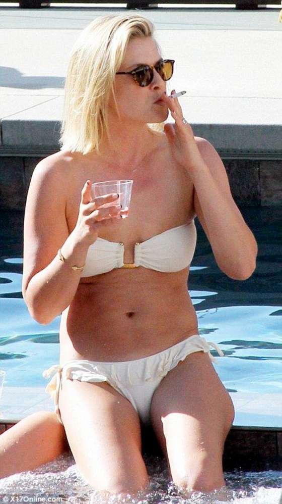 Ali Larter - In a white bikini at a Pool in Malibu